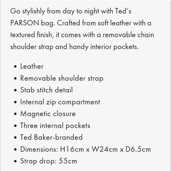 Ted Baker London Parson handbag. Gray with rosegold details. Excellent condition - Picture 15 of 16